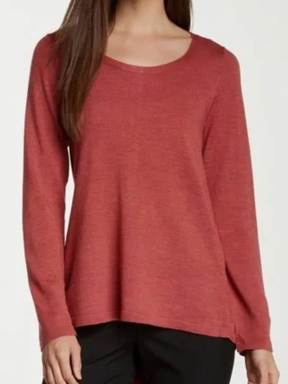 Eileen Fisher Merino Wool Alpaca Blend Sweater Medium Lightweight Luxury Coastal